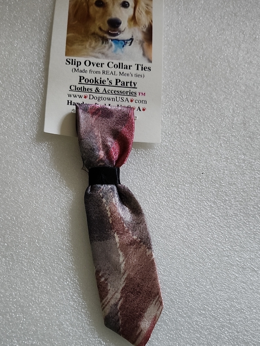Hand Crafted Maroon, Brown & Black Slip Over Dog Collar Tie